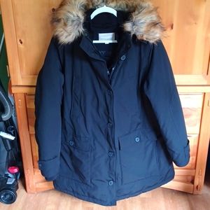 Woman Within  coat hooded water resistant size large removable fur colla…